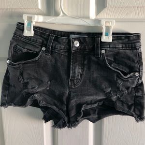 Zara Black Distressed Denim Shorts